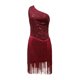 thumbnail image 3 of Vestido Vestido de cóctel para mujer sin espalda borlas dobladillo sin mangas bordado traje de vacaciones Ygjytge Vino rojo T L para Mujer, 3 of 8