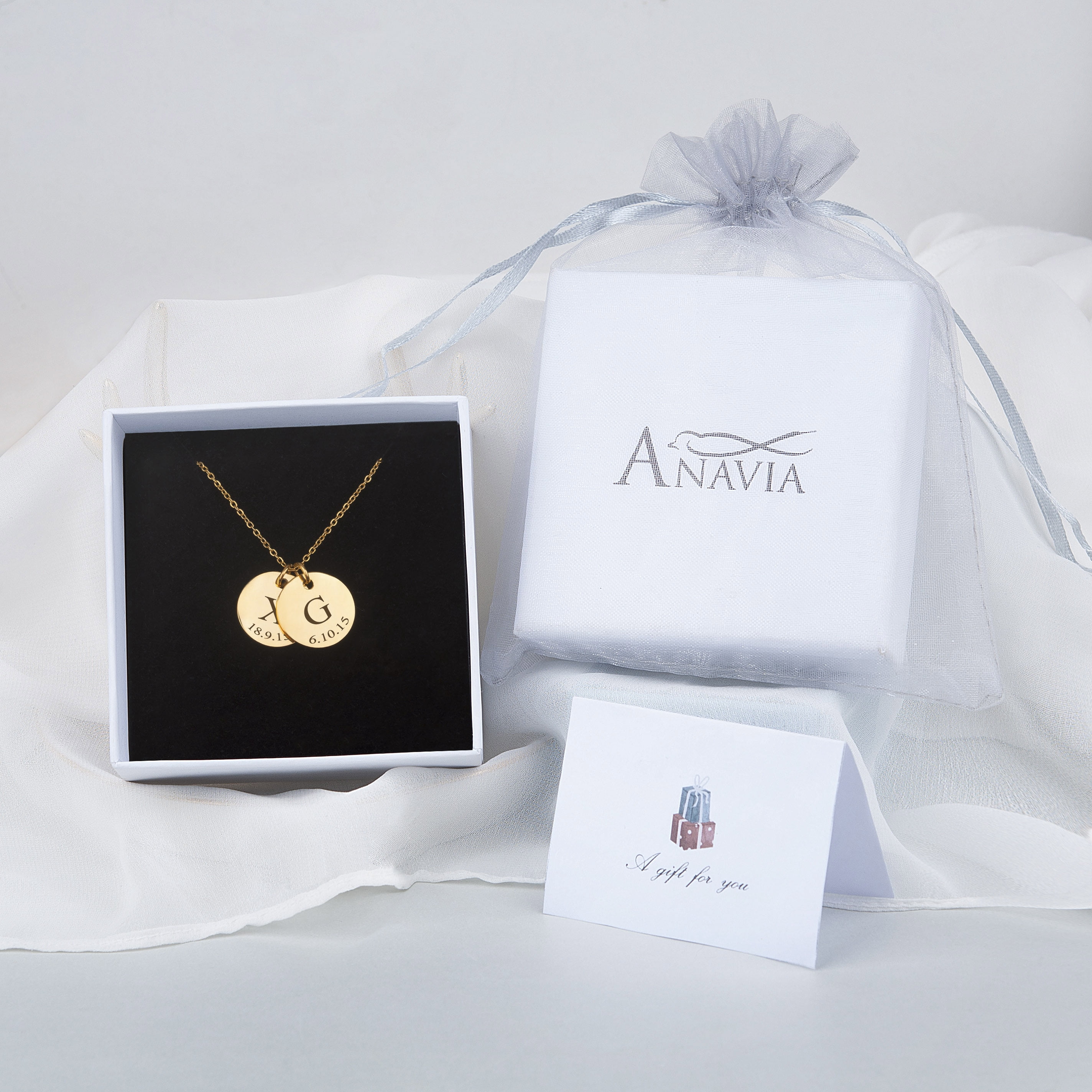 Personalized Gold Initial Date Disc Necklace - Mother's Day Gift for Mom - Engravable Jewelry for Her - Custom Anniversary Pendant - Ships Next Day!