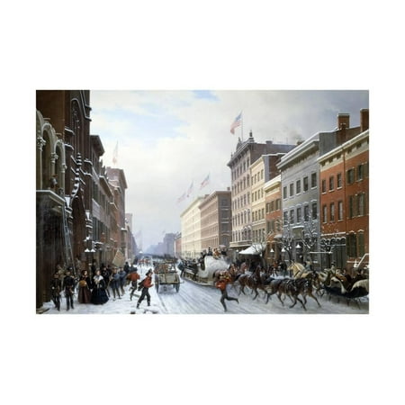 Street in Manhattan, New York, 1840 by Hyppolite Victor Valentin Sebron Print Wall