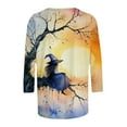 thumbnail image 5 of VKOYWKM Womens Halloween Shirts 3/4 Length Sleeve Womens Tops Fall Crew Neck Loose Witch Graphic T Shirts Halloween Costume, 5 of 5