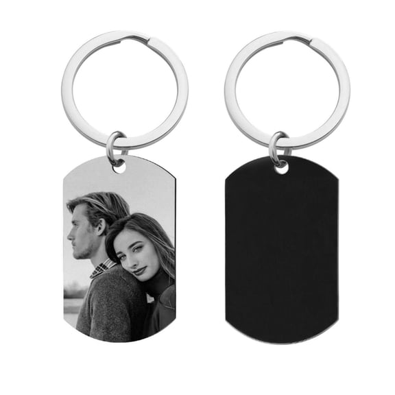 BAOPAI Personalized Laser Engraved Photo Keychain Custom Double Sided Stainless Steel Dog Tag Gift for Men Boyfriends Family