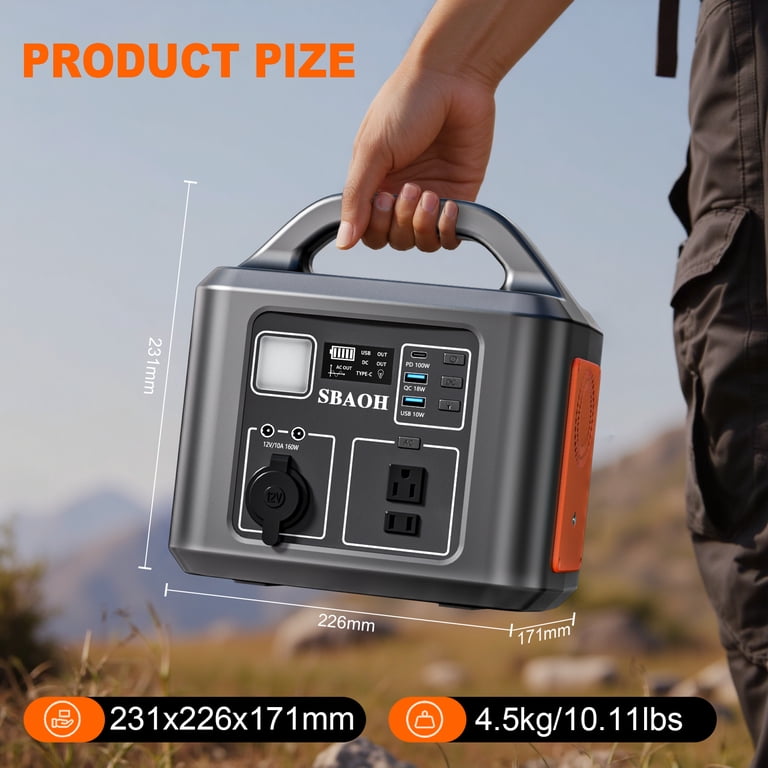 SBAOH, Power Station, 538.7Wh 145600mAh Solar Generator, Orange