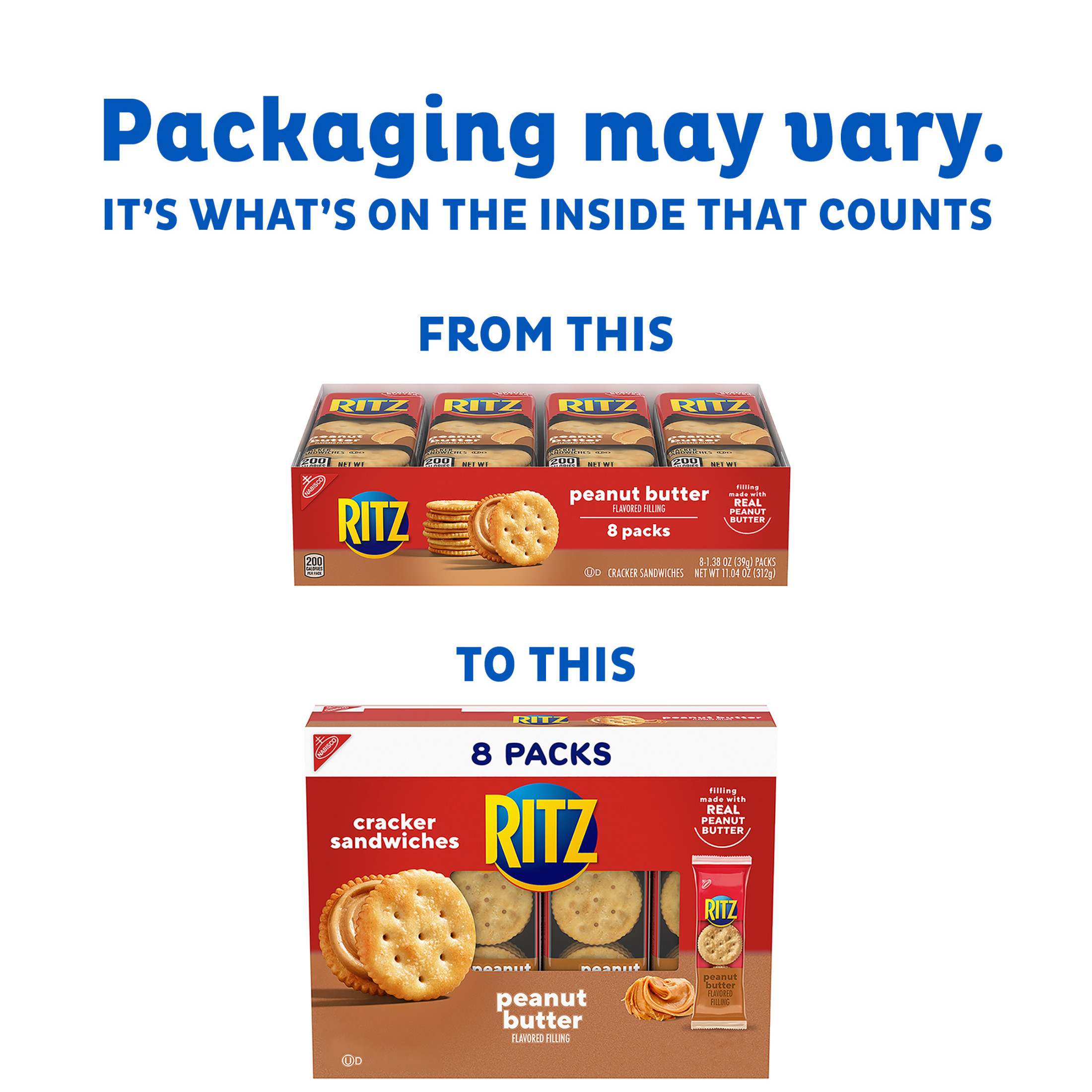 RITZ Peanut Butter Sandwich Crackers, 8 - 1.38 oz Packs - image 2 of 13