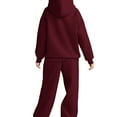 thumbnail image 4 of Nokdvo 2 Pieces Set for Women Outfit Fall Winter Long Sleeve Casual Hoodie Sweatsuit Ribbed Sweatpants Tracksuit with Pockets,Wine 2XL, 4 of 5