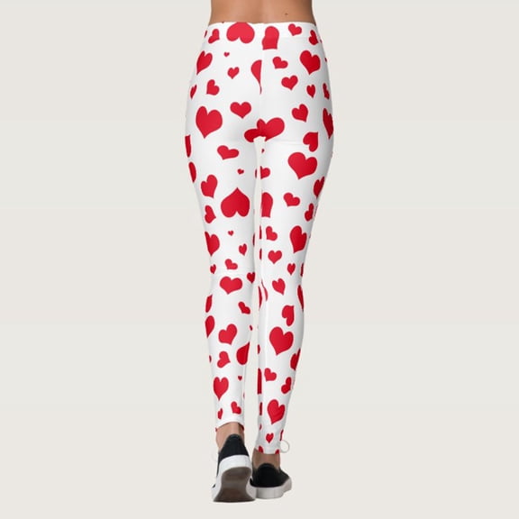 Warm Leggings For Women Valentine Heart Graphics High Waisted Yoga Pants Velvet Cozy Soft Casual Tights Tummy Control Activities Pants B L
