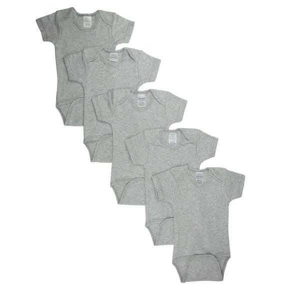 Bambini Grey Short Sleeve Bodysuit Bodysuits, 5pk (Baby Boys or Baby Girls, Unisex)