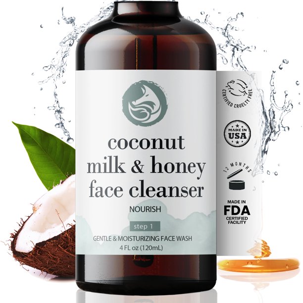 Limpiador facial Foxbrim Naturals con leche de coco y miel, 120 ml