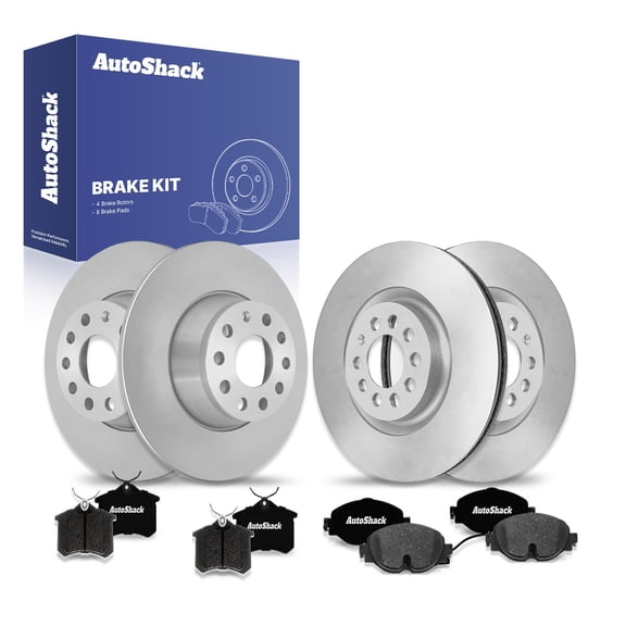 AutoShack Front Vented & Rear Solid Brake Rotors   Ceramic Pads 12-PC Brake Kit Replacement for 2019 Volkswagen Golf Alltrack 2019 Volkswagen Golf SportWagen
