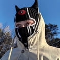 thumbnail image 3 of Halloween Cap Knitted Rabbit Ears Windproof Face Cover Party Prop Keep Warm Regular Fit Flower Print Horn Hat for Outdoor Sport, 3 of 7