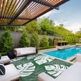 thumbnail image 5 of HIWEAVER 8' x 10' Green/White Outdoor Rug PP Plastic Straw Woven Waterproof Patio Rug with Border Portable Outside Carpet for Balcony Deck Picnic Garden Decor, 5 of 7