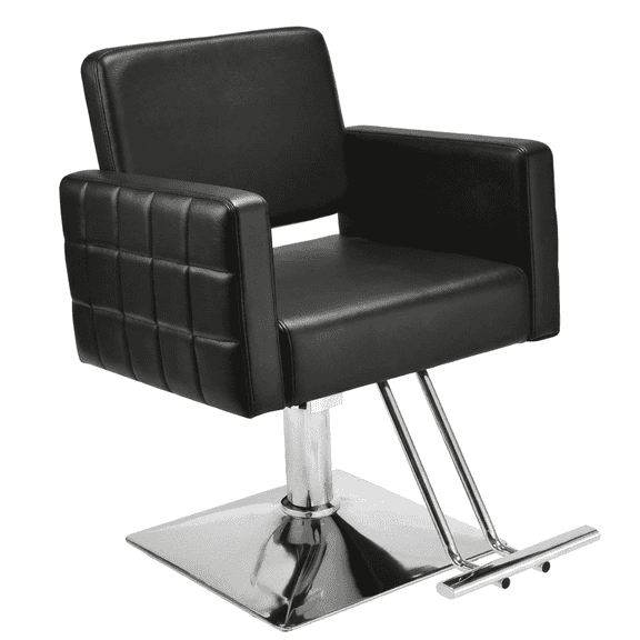 Olakula Barber Chair with Quilted Grid Armrests - 360° Rotating, Height Adjustable Salon Chair（Black）