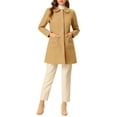 thumbnail image 3 of INSPIRE CHIC Women's Turn Down Collar Single Breasted Winter Mid Length Overcoat XL Khaki, 3 of 7