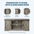 thumbnail image 4 of Farmhouse TV Stand for TV up to 65",  TV Media Console Table with Storage Cabinet, Entertainment Center with Sliding Barn Doors for Living Room, Bedroom, Gray, 4 of 8