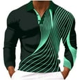 thumbnail image 2 of Fznquz Cotton Men's Polo Shirts Long Sleeve Collared Green Shirt Regular Fit Graphic Pullover Casual Big and Tall Men Clothes, 2 of 3