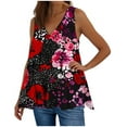 thumbnail image 2 of QUNYINEY Sleeveless Tank Top for Women Camisole V Neck Casual Floral Tops Pleated Loose Summer Tank Tops, 2 of 5