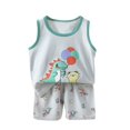 thumbnail image 2 of Tdoqot Toddler Boys Summer Outfit Sets- Cute Cotton Kids Clothes Casual Tank Tops and Paly Shorts Light Blue Size 1T, 2 of 3