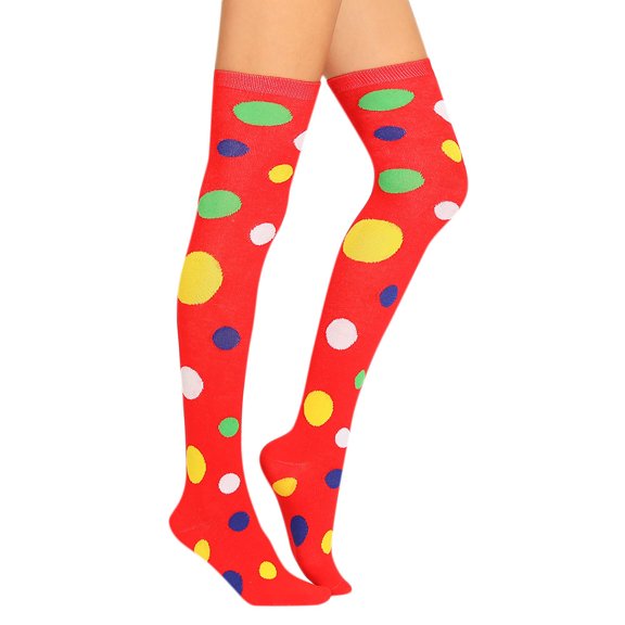 Sales Today Over Knee High Socks Under $2 GIJNRIUIUA Red Knee-High Socks Women Thigh High Over the Knee Socks Colored Dots Long Socks Leg Warmers