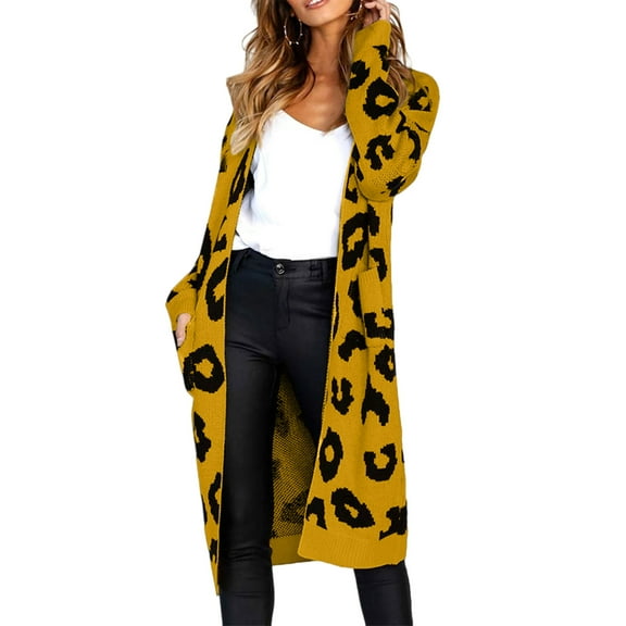Oversized Women's Leopard Print Cardigan with Front Opening