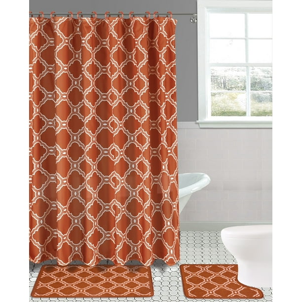 Shower Curtain Bath Rugs, Brick Pattern Shower Curtain