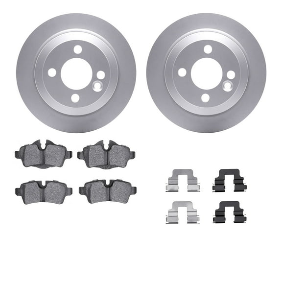 Dynamic Friction Company Rear Geospec Brake Rotors with 5000 Advanced Brake Pads includes Hardware 4512-32030