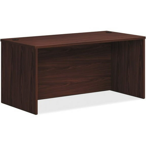 HON Foundation Desk Shell, 60"W 60" x 30" x 29"Desk Shell, 1" End Panel, 1" Top - Finish: Mahogany, Thermofused Laminate (TFL), Black Grommet