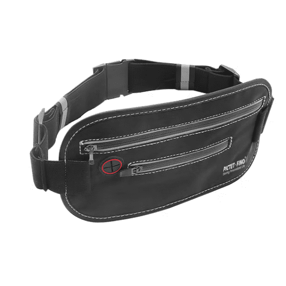 Fanny Pack Crossbody Bag Super Lightweight 2 Pockets with Reflective Loop for Jogging Marathon Cycling Walking Camping, Black