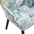 thumbnail image 6 of Accent Chair, Modern Button Tufted Wingback Armchair with Wood Legs, Upholstered Linen Leisure Lounge Chair, Comfy Single Sofa Chair Reading Chair for Living Room Bedroom Waiting Room, Blue Flower, 6 of 7