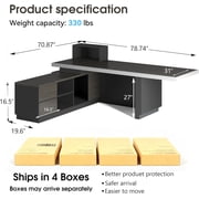 Vivvoo 78.7 Black L Shaped Executive Desk with Drawers Light for Home Office(Left Return)