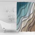 thumbnail image 3 of Fabric Teal Blue Shower Curtains Modern Geometric Bath Curtain Brown Abstract Waterproof Bathroom Curtain Decorative Bathtub Accessories 72x84inch, 3 of 6