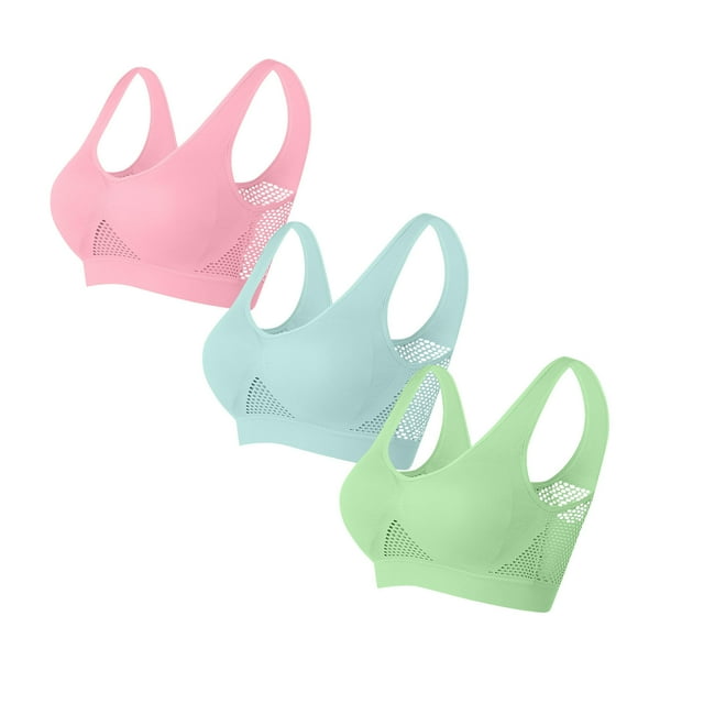 Sujetador de poliéster para mujer, ropa interior de uso diario, de talla grande, de color sólido, sin aros, 3 piezas