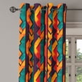 thumbnail image 2 of Ambesonne Grunge Grommet Curtain, Mosaic Style Zigzag Lines, 50" x 72", Teal Vermilion Plum, 2 of 6