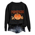thumbnail image 3 of Xijirk Crewneck Pullover Sweatshirt Long Sleeve Oversized Fit Retro Pumpkin Season Letter Pumpkin Graphic Print for Fall Halloween and Daily Casual Wear,Black,L, 3 of 4