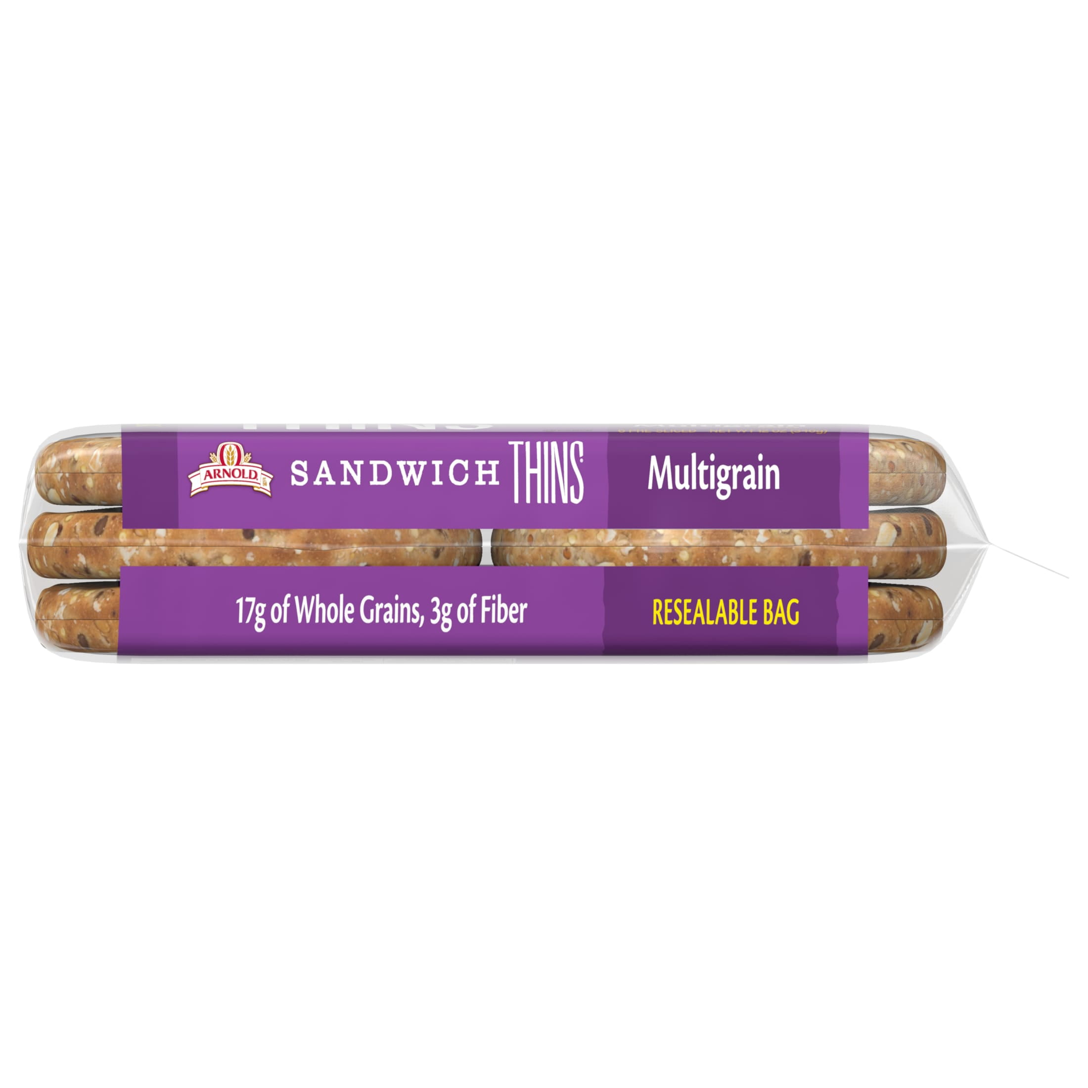 Arnold Sandwich Thins Multigrain Rolls, 6 count, Sandwich Thins, 12 oz Bag