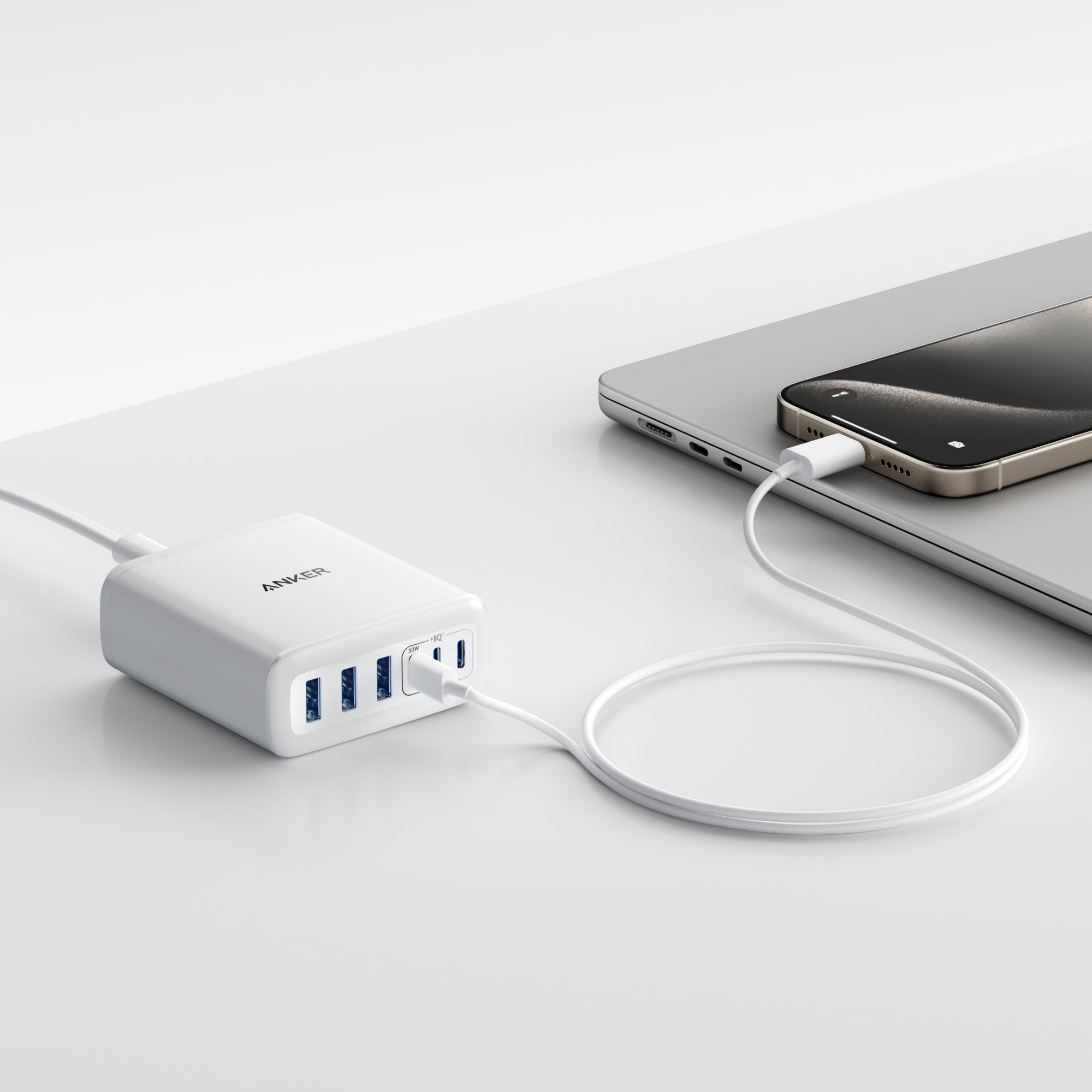 Anker 112W 6-Port Desktop Charging Station (USB-C/USB-A) Fast Charger, Cable Not Included