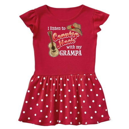 

Inktastic I Listen to Country Music with my Grampa Guitar and Hat Gift Baby Girl Dress