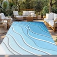 thumbnail image 2 of 5' x 7' Outdoor Rug, Blue Aqua Ombre Outdoor Washable Rug Large Floor Carpet, Modern Geometric Abstract Aesthetic Cream Non Shedding Area Rug for Outside Patio RV Porch Deck Balcony Camping, 2 of 9