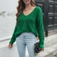 thumbnail image 4 of HongQid Women's V Neck Long Sleeve Pullover Sweater Lightweight Knit Sweaters Novelty Sweaters, 4 of 8