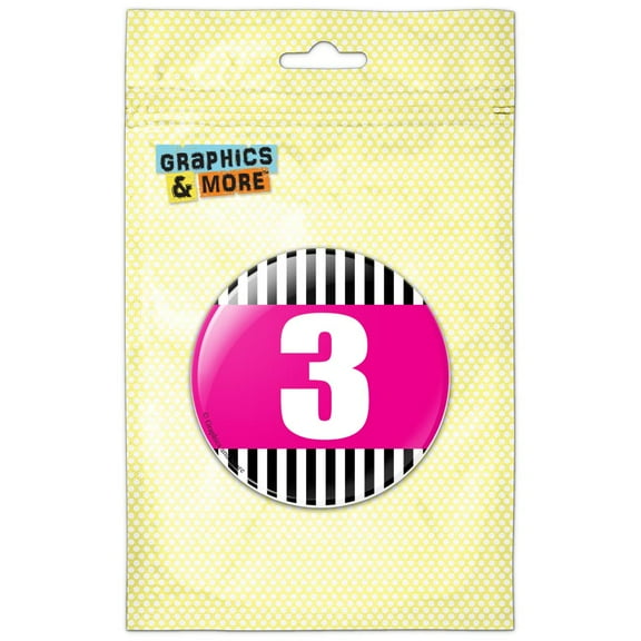 Birthday Stripes Pink 3 Pinback Button Pin Badge