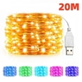 thumbnail image 2 of Guirnalda de luces LED con USB, luces de hadas impermeables de alambre plateado de cobre, decoración de fiesta de boda y Navidad, 20M, 10M, 2 of 4