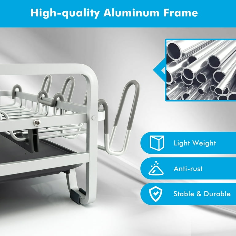 Costway Aluminum Expandable Dish Drying Rack w/ Drainboard