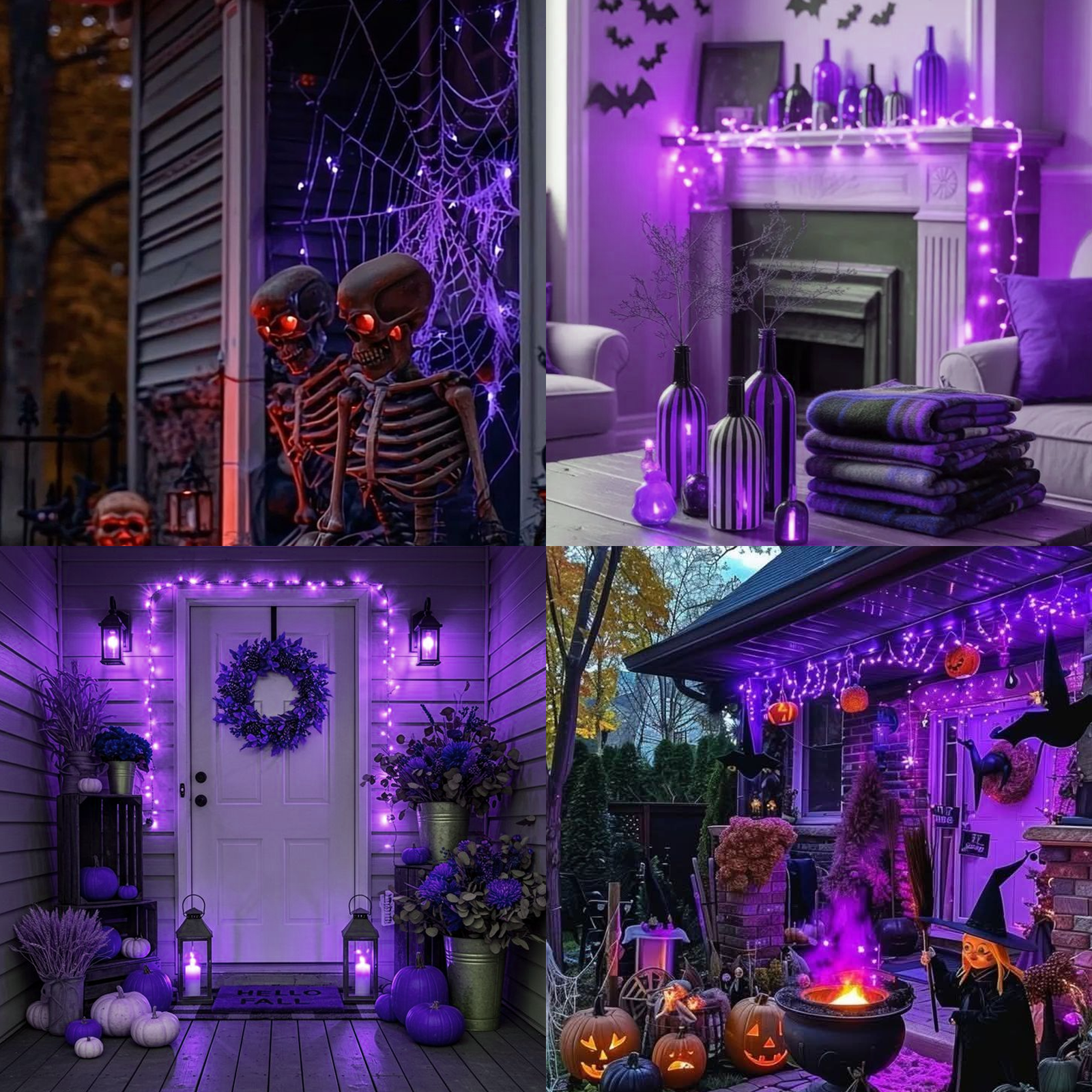 2 Pack Purple Halloween String Lights Outdoor, 32.5FT 100 LED Waterproof Christmas Lights with 16 Lighting Modes for Halloween Garden Party Christmas Xmas Tree Lights Decor