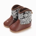 thumbnail image 6 of Booties for Baby & Toddler Cowboy Cowgirl Boots Infant Western Boots Toddler Boys Girls Round Toe Riding Mid Calf Boots Size 12-15 Months, 6 of 9