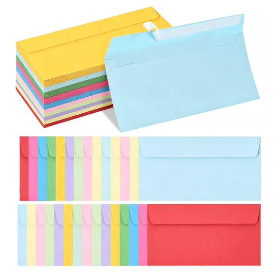 CCOCC 50Pcs #10 Colored Business Envelopes Self Seal,4.13X9.49In Standard for Office,Business Checks,Invoices,Letter Mailing,Letters,Invitations