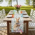 thumbnail image 4 of Table Runners 70 Inches Long Dress Scarves, Bunny Easter Farmhouse Coffee/Dining/Kitchen Table Decor, Holiday Table Runner, Spring Floral Rabbits Checkered Farmhouse 13x70 Inch, 4 of 9
