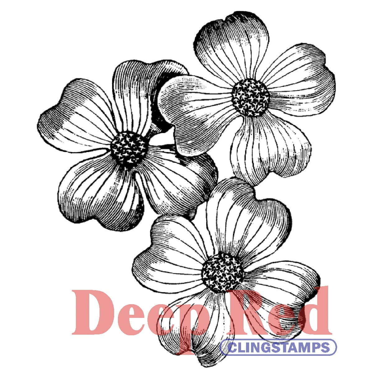 Deep Red Stamps Quilt Flower Motif Rubber Cling Stamp 