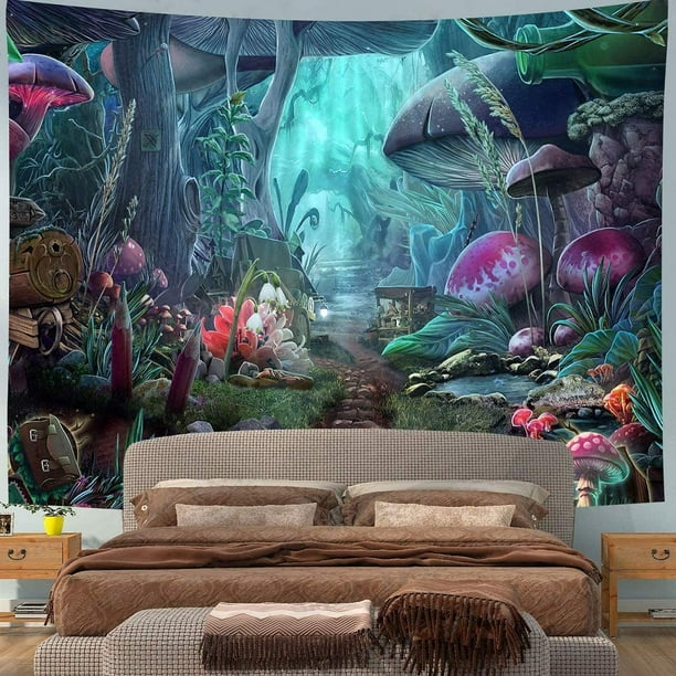 Psychedelic Wall Tapestry Psychedelic Art Tapestry Trippy Mushroom Hippie  Art Tapestries for Living Room Bedroom Dorm Decor