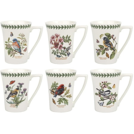 Portmeirion Botanic Garden Birds 10 Ounce Mandarin Mug Set of 6 (Assorted Motifs)