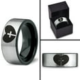 thumbnail image 4 of Tungsten Religious Cross Heart Love Band Ring 8mm Men Women Comfort Fit Brushed Gray Flat Cut Black Polished, 4 of 4