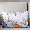 thumbnail image 3 of Blue Pumpkins Fall Throw Pillow Cover 20 x 36 Inch Decorative Pillow Cover Coastal Thanksgiving Eucalyptus Leaves Lumbar Pillowcase Seasonal Rectangle Cushion Case for Couch Sofa Bed Living Room, 3 of 7