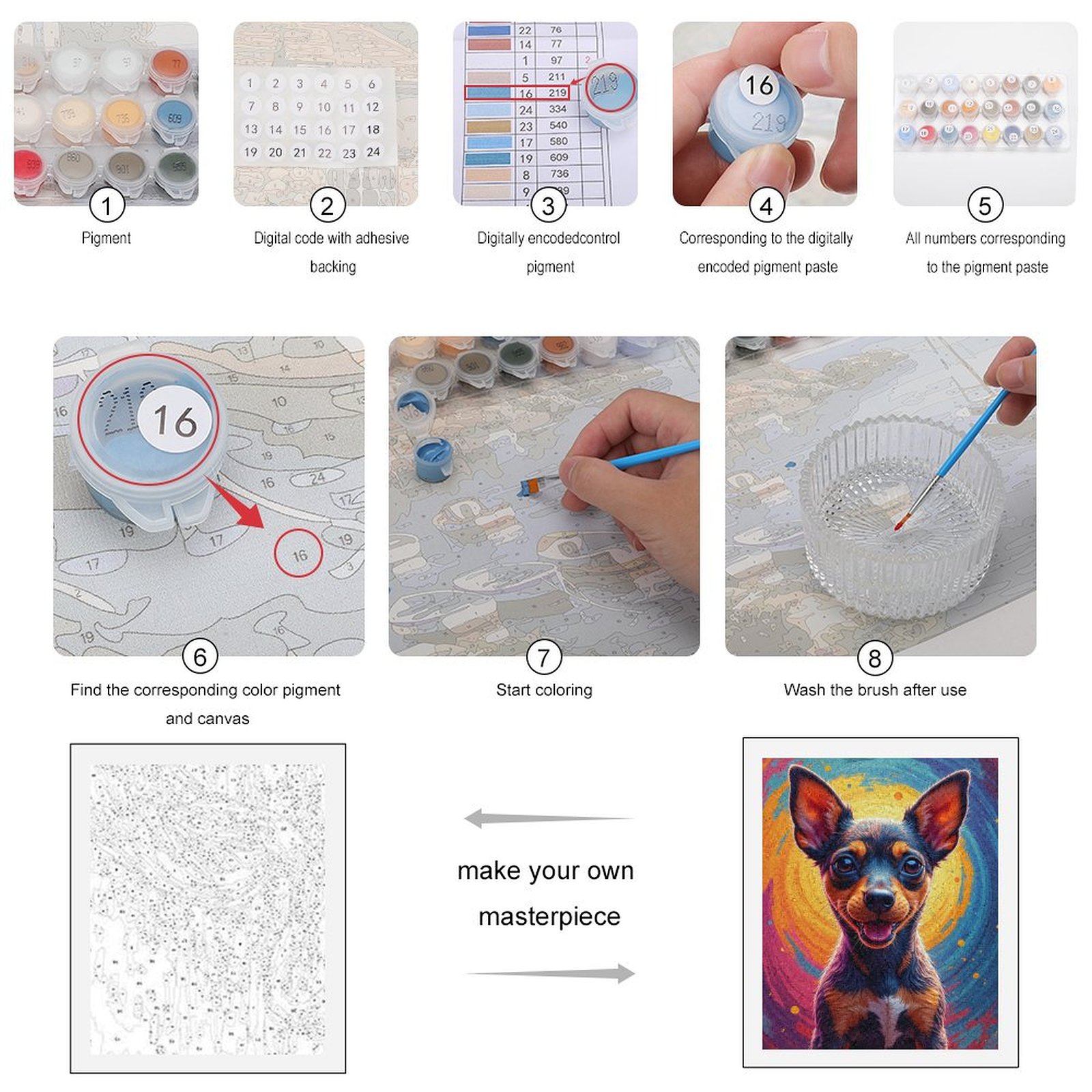 Paint By Numbers Kit for Adults Beginner - DIY Colorful Dog Portrait Swirl Art Canvas Painting Kits for Adults, Frameless Paint By Number for Adults for Home Wall Decor 16x20 Inch